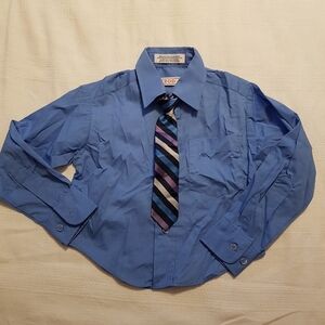 IZOD boys size 4 blue shirt & striped clip on tie New no tags